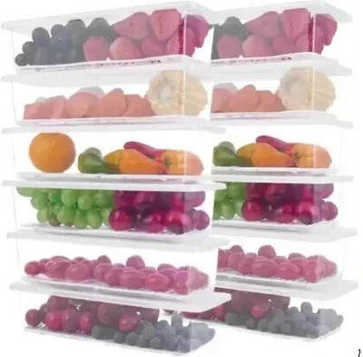 STARDOT Plastic Fridge Container  - 1500 ml(Pack of 12, White)