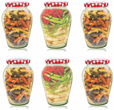 NAVPATH Glass Pickle Jar  - 1000 ml(Pack of 3, Clear)