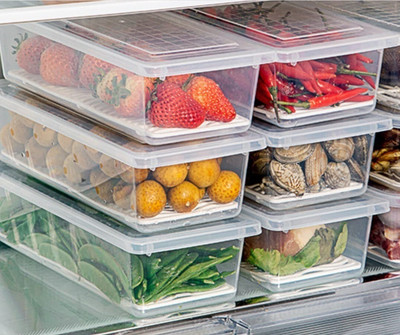 GleamSun Plastic Fridge Container  - 1000 ml(Pack of 6, White)