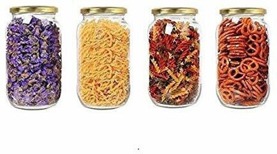 kb trade Glass Grocery Container  - 1000 ml(Pack of 4, Clear)