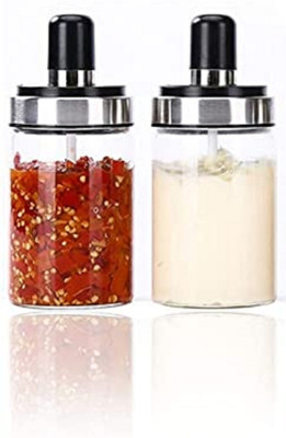 Cathiya sales Glass Grocery Container  - 250 ml(Pack of 2, Clear)