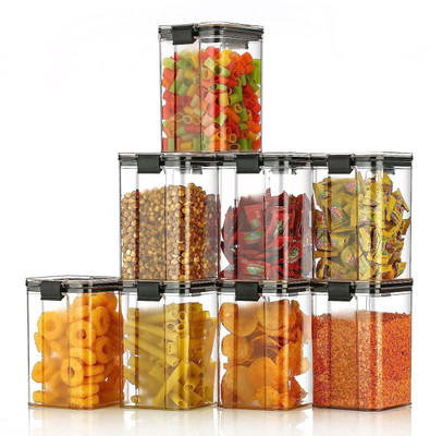 LIJIE Plastic Grocery Container  - 1100 ml(Pack of 8, Clear)