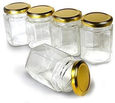 RUTVIHK Glass Grocery Container  - 350 ml(Pack of 6, Clear)