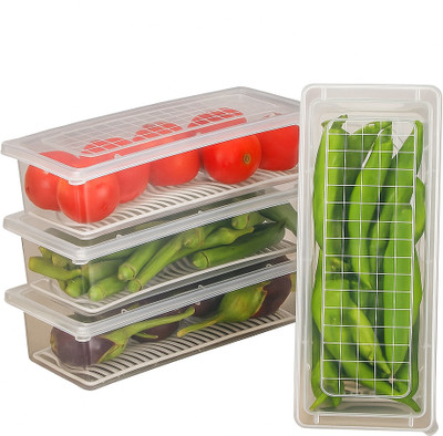 Bee Nest Plastic Fridge Container  - 1500 ml(Pack of 4, Transparent)