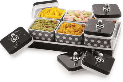 Nabhya Plastic Utility Container  - 500 ml(Pack of 6, Black)