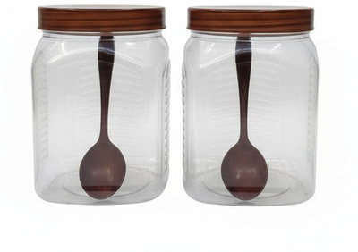 FLEXO Plastic Utility Container  - 1500 ml(Pack of 2, Transparent, Brown)