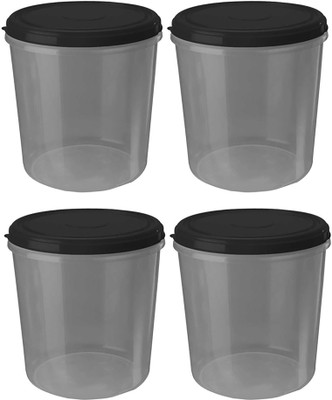 AK HUB Plastic Grocery Container  - 7500 ml(Pack of 4, Black)