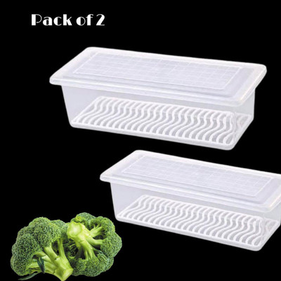 3D METRO SUPER STORE Plastic Fridge Container  - 1500 ml(Pack of 2, Clear)