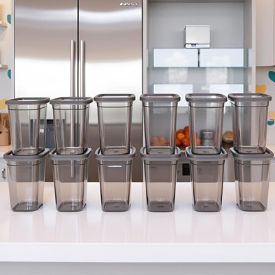Vittamix Plastic Grocery Container  - 1100 ml(Pack of 12, Black)
