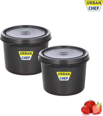 Urban Chef Stainless Steel Utility Container  - 1200 ml(Pack of 2, Black)