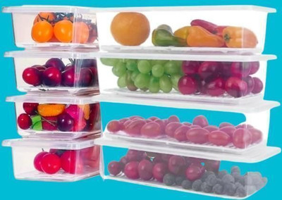 Zubix Plastic Fridge Container  - 1500 ml(Pack of 6, White)