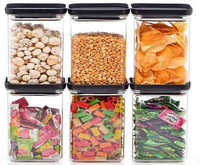 lavtoz Plastic Grocery Container  - 1100 ml(Pack of 6, Transparent)