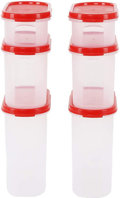 Cutting EDGE Plastic Grocery Container  - 525 ml, 1200 ml, 1800 ml(Pack of 6, Red)