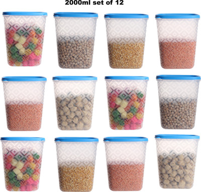 Loknath Plastic Grocery Container  - 2000 ml(Pack of 12, Blue)