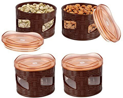 Porpoise Plastic Grocery Container  - 500 ml(Pack of 4, Brown)