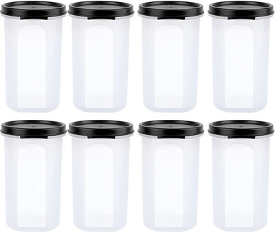 Cutting EDGE Plastic Grocery Container  - 585 ml(Pack of 8, Black)