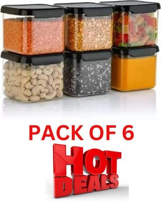koktailkitchen Plastic Grocery Container  - 500 ml(Pack of 6, Black)