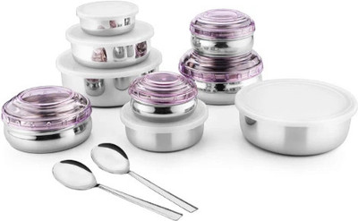 RK Steel Fridge Container  - 200 ml, 300 ml, 450 ml, 700 ml, 200 ml, 350 ml, 600 ml, 850 ml, 1150 ml(Pack of 9, Purple, Silver)