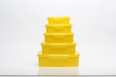 Gluman Polypropylene Grocery Container  - 3200 ml(Pack of 5, Yellow)