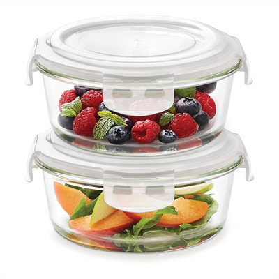 BOROSIL Glass Grocery Container  - 1240 ml(Pack of 2, Clear)