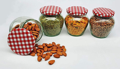 NITYANAVIN Glass Grocery Container  - 350 ml(Pack of 4, Clear)