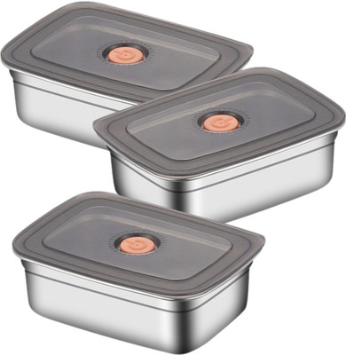 REVATAKG Stainless Steel Fridge Container  - 1200 ml(Pack of 3, Silver)