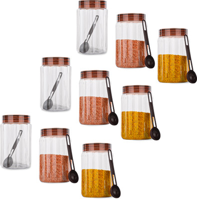 KUBER INDUSTRIES Plastic Grocery Container  - 1500 ml(Pack of 9, Brown)