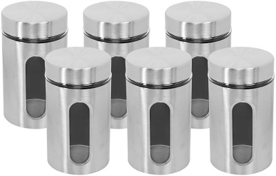 Cutting EDGE Steel, Glass Grocery Container  - 1200 ml(Pack of 6, Silver)