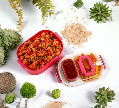 Ekleo Teste Twist Insulated Lunch for Kids- Office (Pack Of 1, Pink) 2 Containers Lunch Box(800 ml)