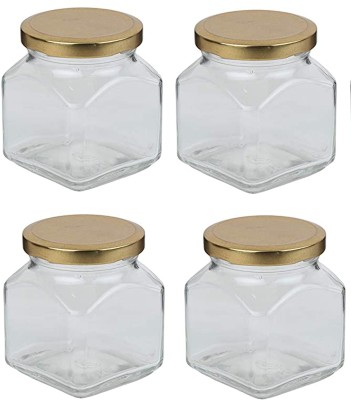 shivam enterprises Glass, Iron Utility Container  - 40 ml(Pack of 4, Clear, Gold)