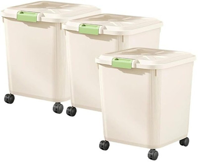 AshandRoh Plastic Grocery Container  - 18 kg(Pack of 3, Off White)