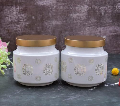 CROCO JAR Glass Grocery Container  - 600 ml(Pack of 2, White)