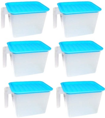 HMSALES Plastic Grocery Container  - 1800 ml, 1200 ml, 600 ml(Pack of 6, Blue, White)