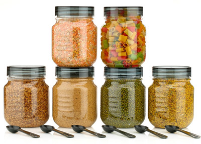 Mataiva Plastic Grocery Container  - 750 ml(Pack of 6, Black)
