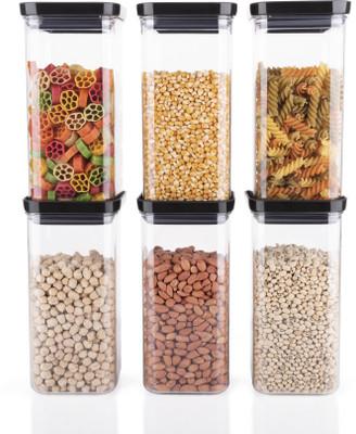 Ecodex Plastic Grocery Container  - 1500 ml(Pack of 6, Black)