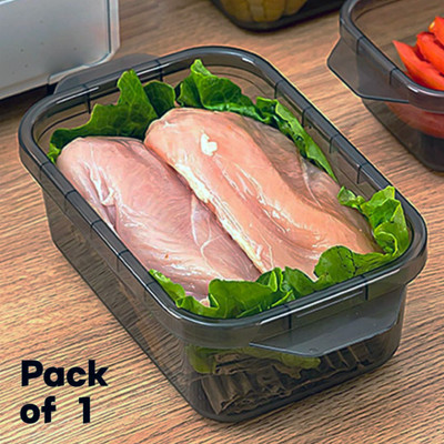 Crackle Plastic Fridge Container  - 1100 ml(Black)