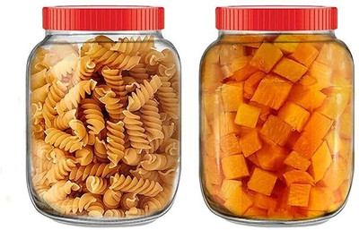 Sitaram Creation Glass Grocery Container  - 2(Pack of 2, Clear)