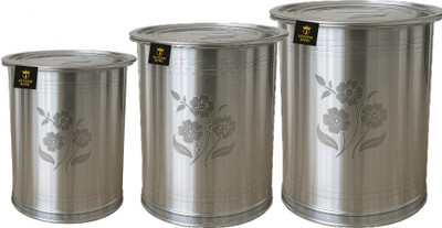 ESTEEM KING Stainless Steel Grocery Container  - 10 L, 18 L, 25 L(Pack of 2, Silver)