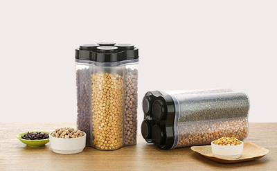 Ashirvad Plastic Grocery Container  - 3000 ml(Pack of 2, Black)