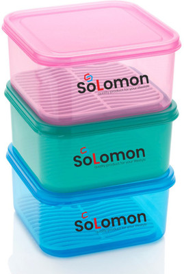 Solomon Plastic Grocery Container  - 1500 ml(Pack of 3, Multicolor)