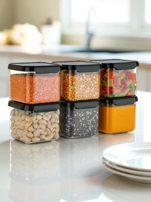 forsel Plastic Grocery Container  - 500 ml(Pack of 6, Black)