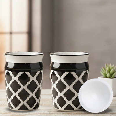 SHOPEE Ceramic Pickle Jar  - 650 ml(Multicolor)