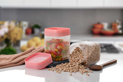 Kivanshi Plastic Grocery Container  - 1000 ml(Pack of 6, Pink)