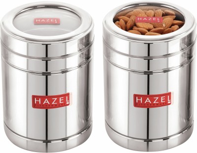 HAZEL Steel Grocery Container  - 1400 ml(Pack of 2, Silver)