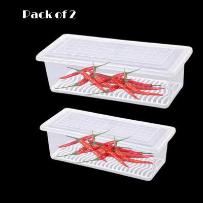3D METRO SUPER STORE Plastic Fridge Container  - 1500 ml(Pack of 2, Clear)