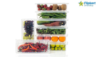 Flipkart SmartBuy Plastic Fridge Container  - 1500 ml(Pack of 10, Clear)