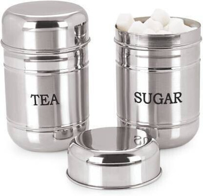 STOREeASY Steel Tea Coffee & Sugar Container  - 790 ml(Pack of 2, Silver)