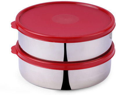 Oliveware Steel Utility Container  - 2000 ml(Pack of 2, Red)