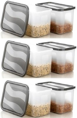 KDZONE Plastic Grocery Container  - 2000 ml(Pack of 6, Clear)