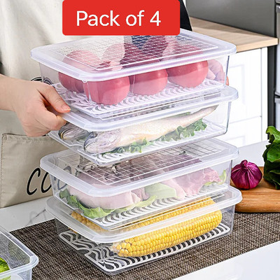 kikanibrothers Plastic Grocery Container  - 2500 ml(Pack of 4, White)